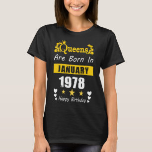 Queens zijn geboren in januari 1978 Happy Birthday T-shirt