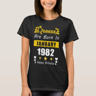 Queens zijn geboren in januari 1982 Happy Birthday T-shirt