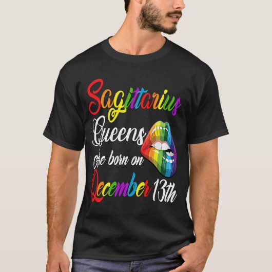 Queens zijn geboren op 13 december Rainbow Lips Sa T-shirt (Voorkant)