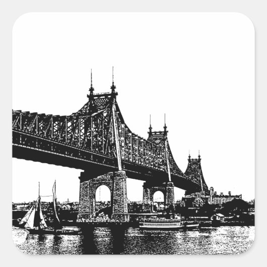 Queensboro Bridge Nautical Ocean Beach Vierkante Sticker (Voorkant)