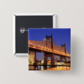 Queensboro-brug en de oostrivier vierkante button 5,1 cm (Voorkant /achterkant)