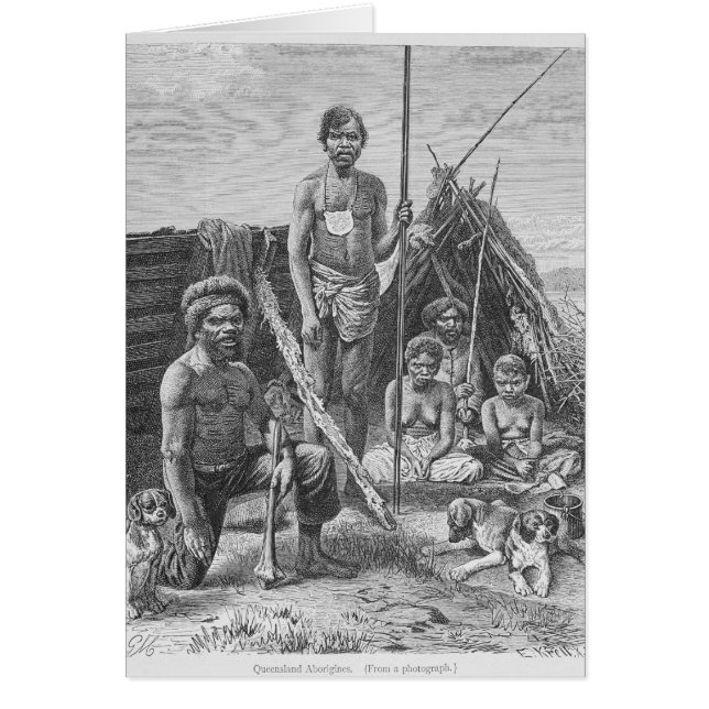 Queensland aborigines gegraveerd op een foto (Voorkant)