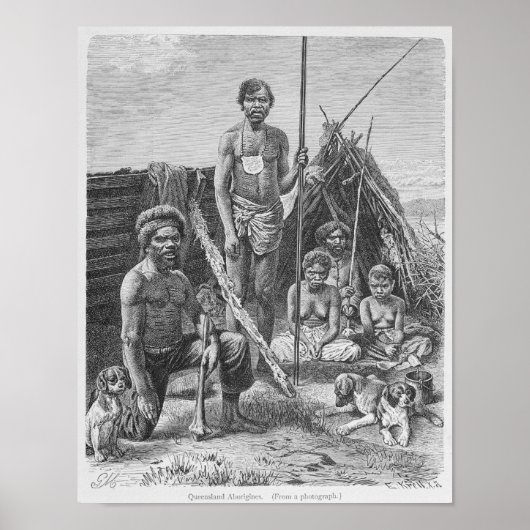 Queensland aborigines gegraveerd op een foto poster (Voorkant)