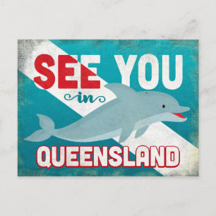 Queensland Dolphin - Retro Vintage Travel Briefkaart