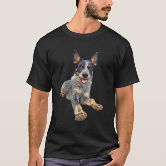 Queensland Heeler Blue Laying Down T-shirt (Voorkant)