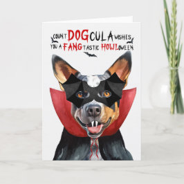 Queensland Heeler Dog Count DOGcula Halloween Feestdagen Kaart
