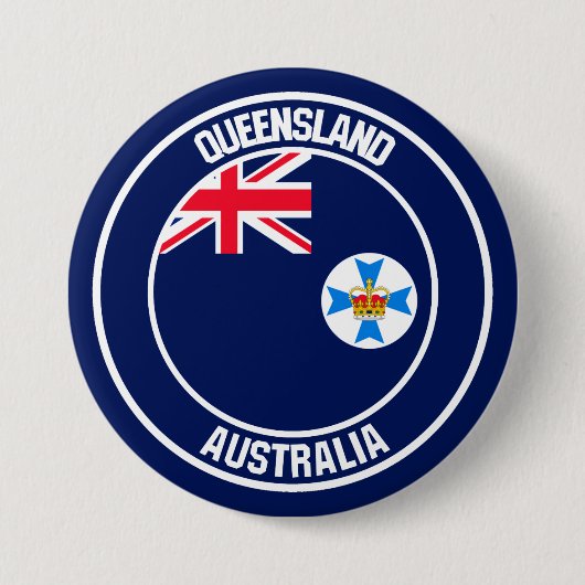 Queensland Round Emblem Ronde Button 7,6 Cm (Voorkant)