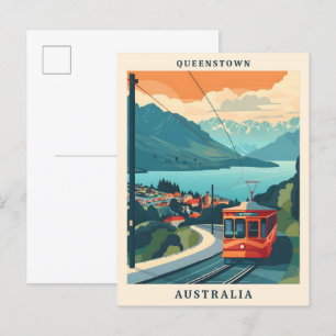 Queenstown Australië Elegant Art Vintage Travel Briefkaart