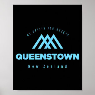 Queenstown bergvakantie skiën Nieuw-Zeeland Poster