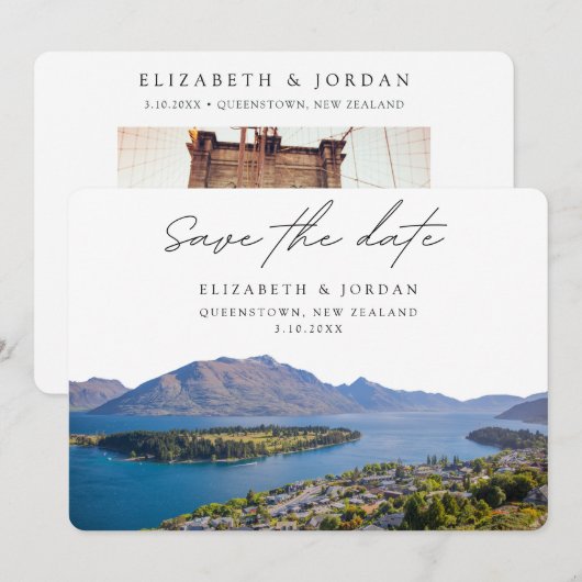 Queenstown Bruiloft Nieuw-Zeeland Save the Date Kaart (Voorkant / Achterkant)