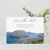 Queenstown Bruiloft Nieuw-Zeeland Save the Date Kaart (Staand voorkant)