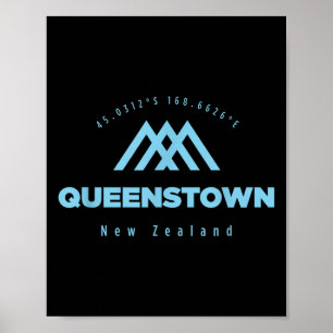 Queenstown Mountain Vakantie Skiën Nieuw-Zeeland Poster