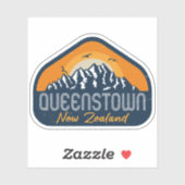 Queenstown New Zealand  Retro Mountain ski Sticker (Vel)