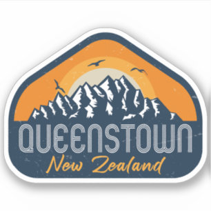 Queenstown New Zealand Retro Mountain ski Sticker