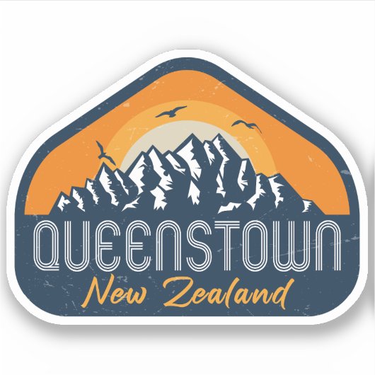 Queenstown New Zealand  Retro Mountain ski Sticker (Voorkant)