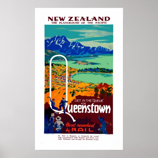  Queenstown New Zealand Travel Poster (Voorkant)
