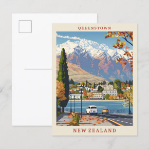 Queenstown Nieuw-Zeeland Elegant Vintage Travel Briefkaart