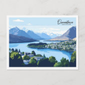 Queenstown Nieuw-Zeeland Illustratie Reizen Briefkaart (Voorkant)