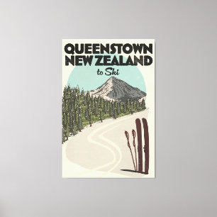 Queenstown Nieuw-Zeeland om te skiën Canvas Afdruk