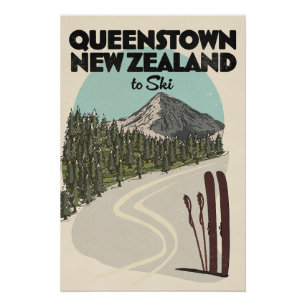 Queenstown Nieuw-Zeeland om te skiën Perfect Poster