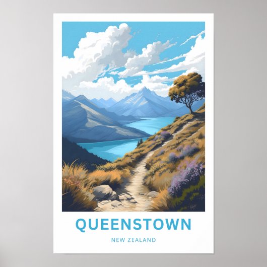 Queenstown Nieuw-Zeeland Reisprint Poster (Voorkant)