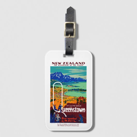 Queenstown Nieuw-Zeeland reizen Bagagelabel (Voorkant (verticaal))