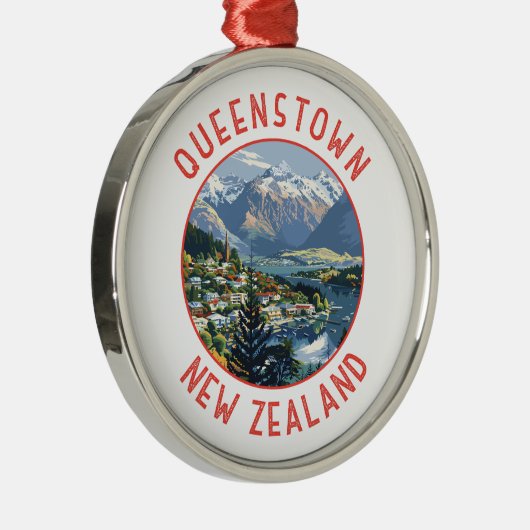 Queenstown Nieuw-Zeeland Retro Distress Circle Metalen Ornament (Rechts)