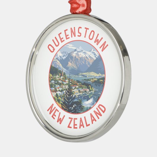 Queenstown Nieuw-Zeeland Retro Distress Circle Metalen Ornament (Links)