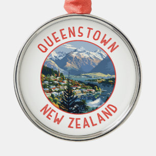 Queenstown Nieuw-Zeeland Retro Distress Circle Metalen Ornament