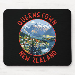 Queenstown Nieuw-Zeeland Retro Vervuild Rond Muismat