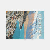 Queenstown Nieuw-Zeeland Travel Art Vintage Fleece Deken (Voorkant (Horizontaal))