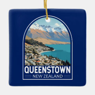 Queenstown Nieuw-Zeeland Travel Art Vintage Keramisch Ornament