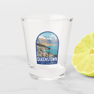 Queenstown Nieuw-Zeeland Travel Art Vintage Shot Glas