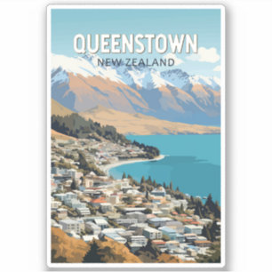 Queenstown Nieuw-Zeeland Travel Art Vintage Sticker