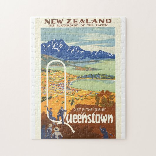 Queenstown, Nieuw-Zeeland ~ Vintage Travel Legpuzzel (Verticaal)