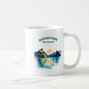 Queenstown Nieuw-Zeeland Vintage Waterverf Schilde Koffiemok