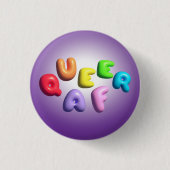 Queer AF 3D Regenboog Knop Ronde Button 3,2 Cm (Voorkant)