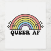 Queer AF Gay Pride Lesbian Trans Bisexual LGBTQ Wijn Etiket (Enkel label)
