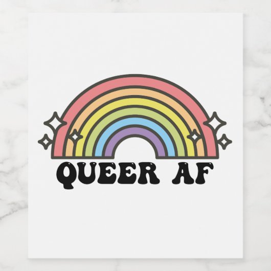 Queer AF Gay Pride Lesbisch Trans Biseksueel LGBTQ Wijn Etiket (Enkel label)