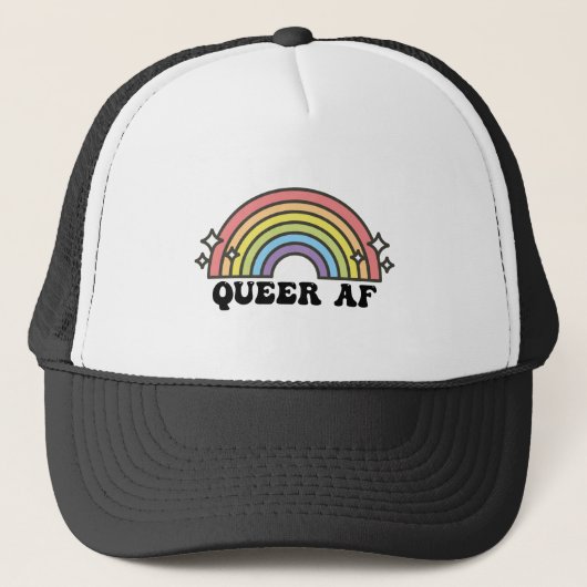 Queer AF Rainbow Gay Lesbian Trans-Bisexual LGBTQ Trucker Pet (Voorkant)