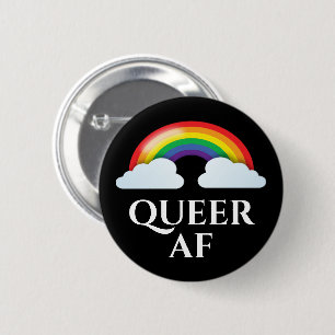 "Queer AF"-regenboog en wolken Ronde Button 5,7 Cm