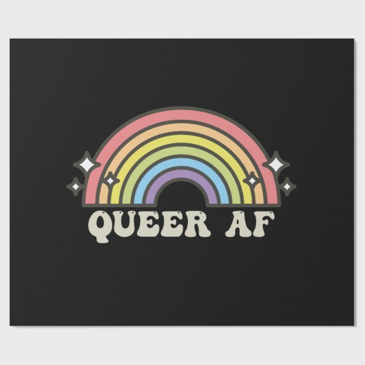 Queer AF Regenboog Gay Lesbisch Trans Biseksueel L Cadeaupapier (Vlak)