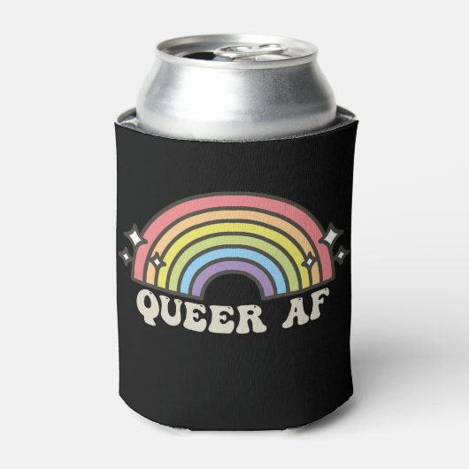 Queer AF Regenboog Homoseksueel Lesbisch Trans Bis Blikjeskoeler (Blikje Voorkant)