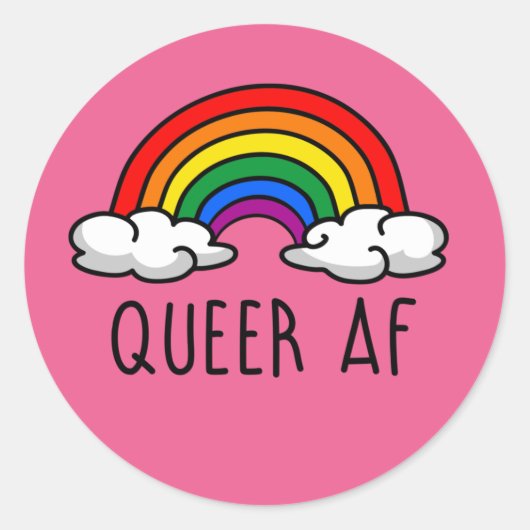 QUEER AF T-Shirt Ronde Sticker (Voorkant)