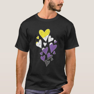 Queer Agender Nonbinary Flag Hearts Lgbt Proud Non T-shirt