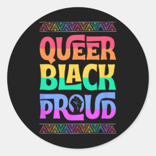 Queer Black Proud Juneteenth Gay Pride BLM Fist PR Ronde Sticker