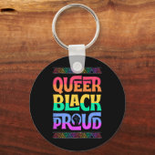 Queer Black Proud Juneteenth Gay Pride BLM Fist PR Sleutelhanger (Voorkant)