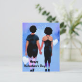 Queer Black vrouwen koppel in liefde Valentijnsdag Briefkaart (Staand voorkant)