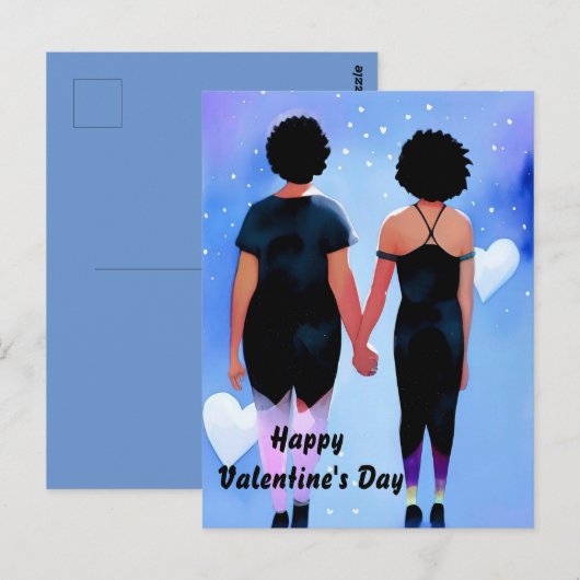 Queer Black vrouwen koppel in liefde Valentijnsdag Briefkaart (Voorkant / Achterkant)