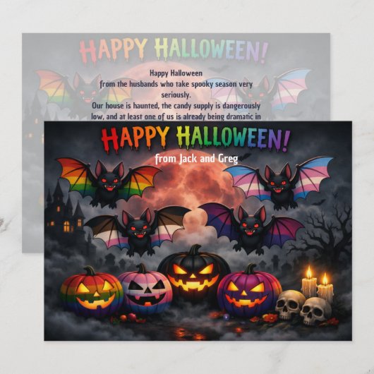🎃🌈 Queer & Creepy Halloween kaart (Voorkant / Achterkant)
